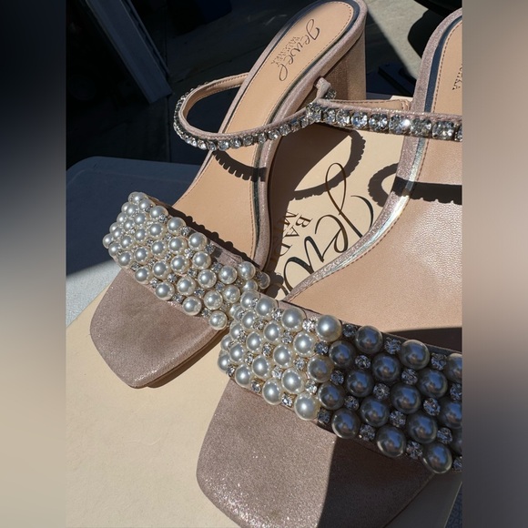 Jewel Badgley Mischka Orsen Embellished Slide Sandal Heel, 7.5 (rose gold/nude) - Picture 5 of 9